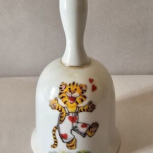 Enesco White Bell with Playful Tiger Design